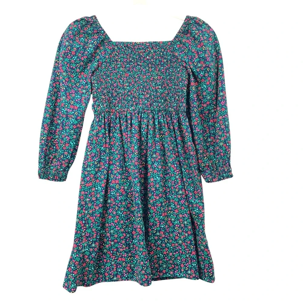 Crewcuts‎ by J.Crew ditsy Floral Smocked Dress Size 7 long sleeves cotton church